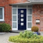Navy Contemporary Composite door with bush and flower pot