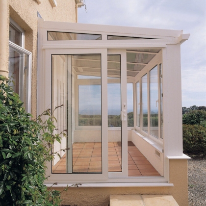 Glazed extension with sliding door