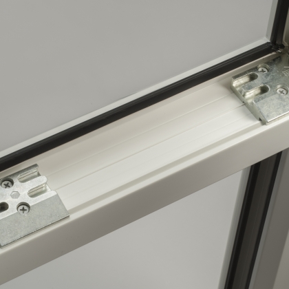 Inside view of open uPVC Casement window  with window locking