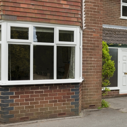 Close up of House with bay Casement window and uPVC doors