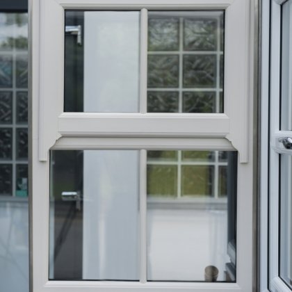 Outside view of Casement window in a showroom