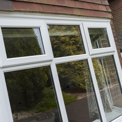 Close up of a bay casement window