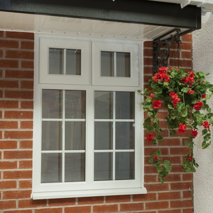 uPVC Casement window with hanging flower basket