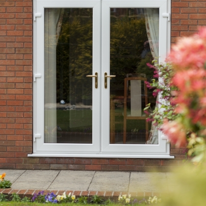 PVCu French doors in white with