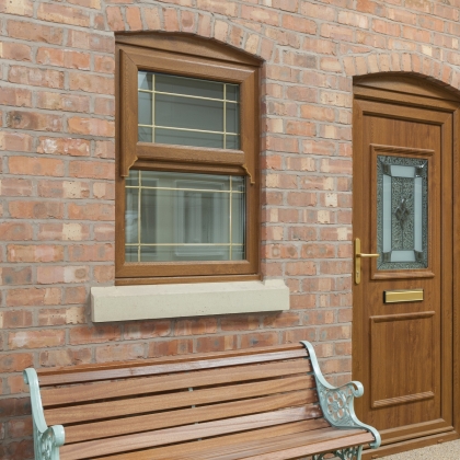 Woodgrain Heritage style uPVC window and composite door