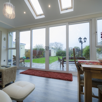 inside view of wet closed PVCu sliding patio doors