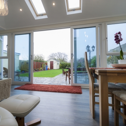 inside view of wet open PVCu sliding patio doors