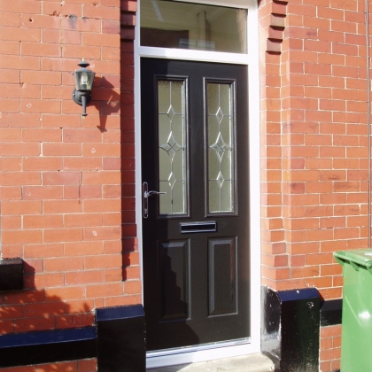 Black composite door with dual window