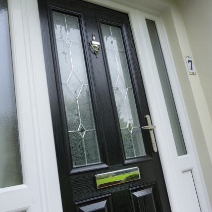 Black Composite door number 7 house with knocker