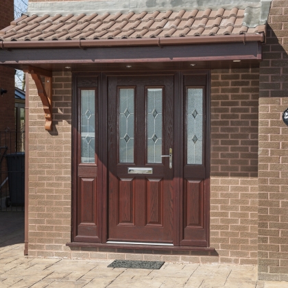 Rosewood Composite door with overhanging porch