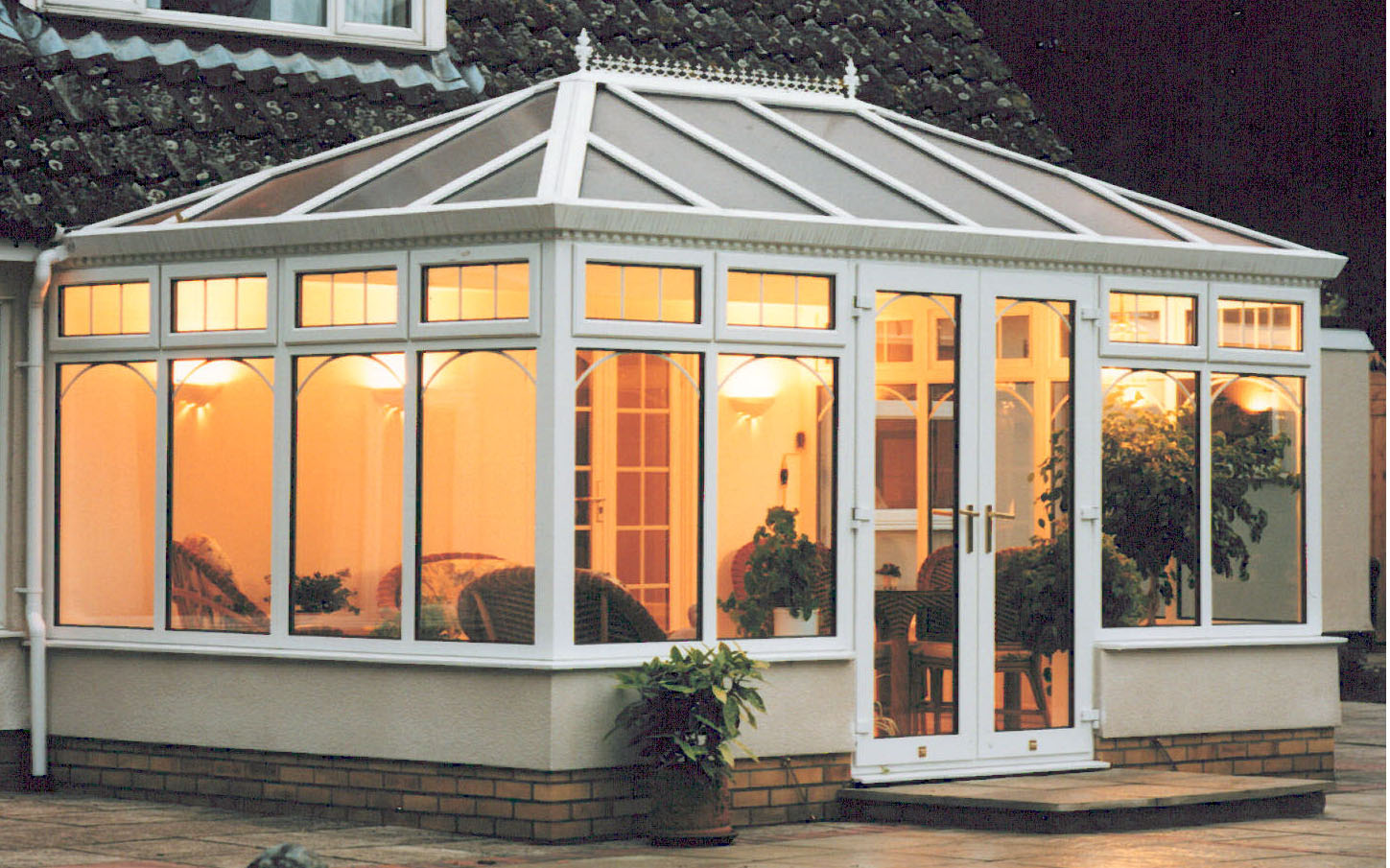 Large white conservatory win white PVCu