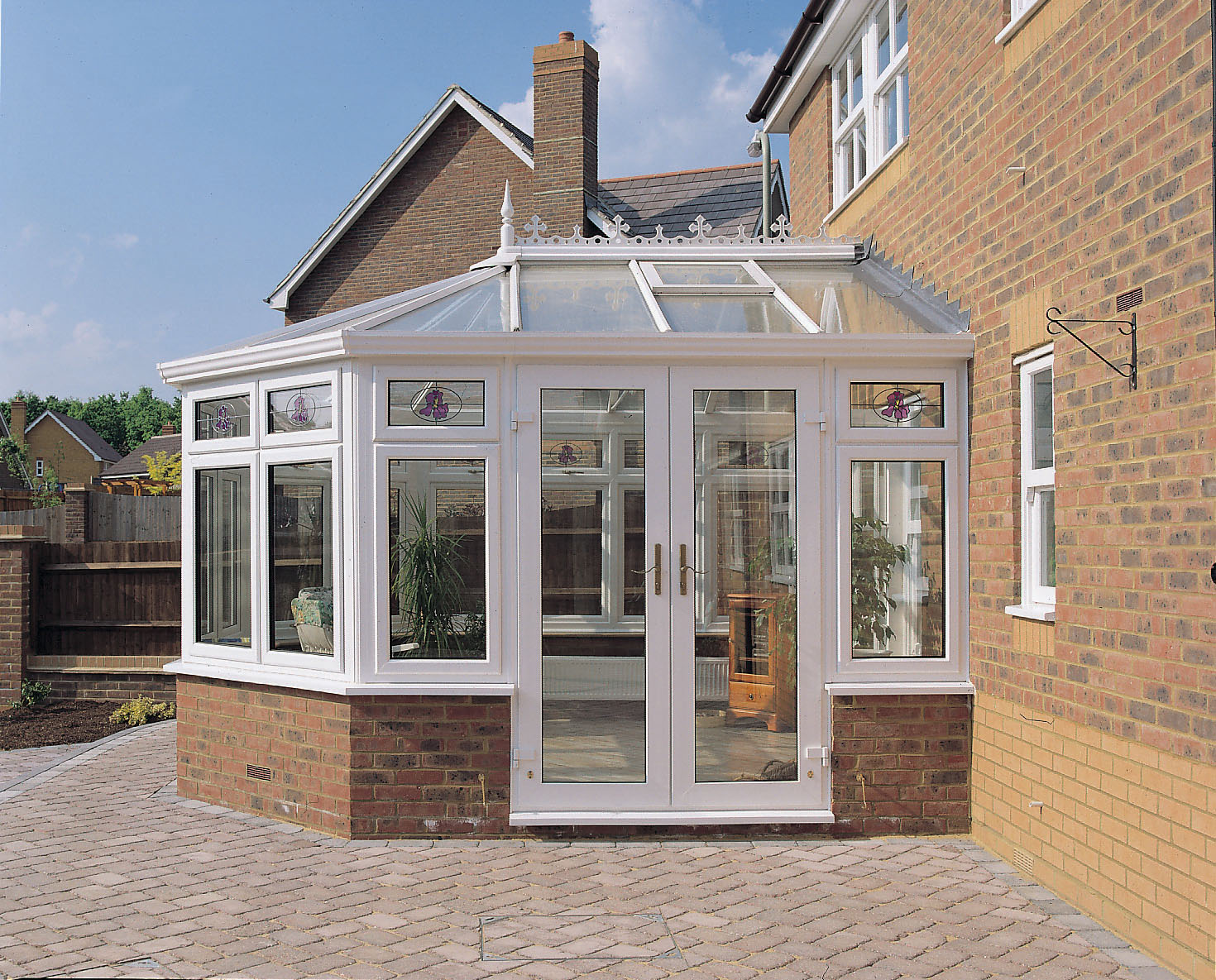 Conservatory in White PVCu with French doors